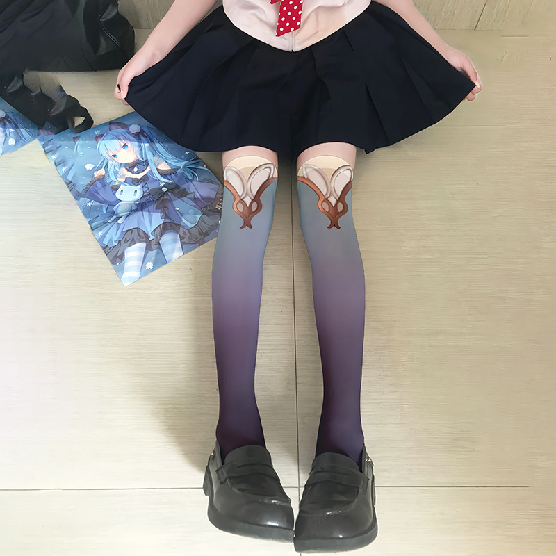 Cute Pattern Tights Over-Knee Socks with Geometric Design